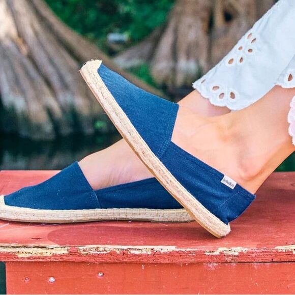 Blue Canvas Espadrilles Size 7 Women’s BRAND NEW - FThe Fali SOLUDOS - Picture 1 of 6